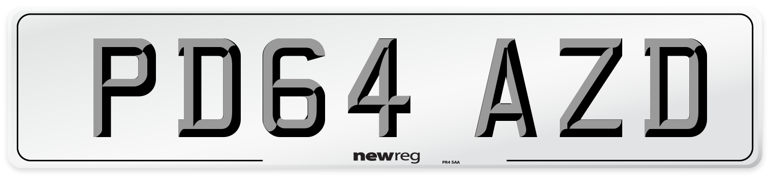 PD64 AZD Number Plate from New Reg